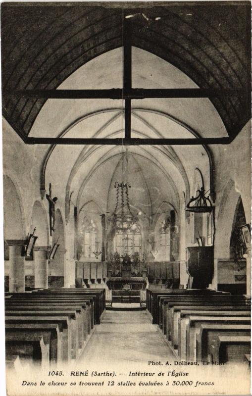 Carte postale ancienne Rene interieur de l'eglise