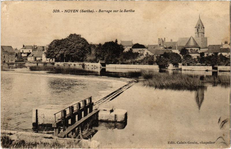 Carte postale ancienne Noyen Barrage sur la Sarthe