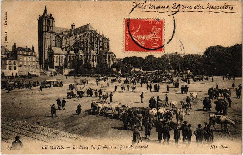 Carte postale ancienne Le Mans Place des Jacobins au Mans