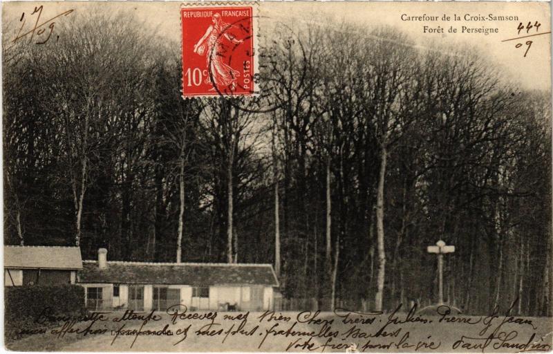 Carte postale ancienne Carrefour de la Croix Samson Foret de Perseigne