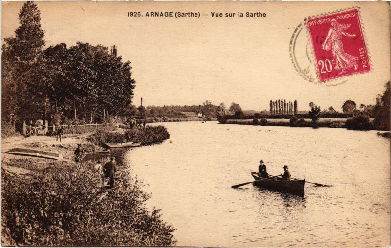 Carte postale ancienne Arnage vue sur la Sarthe à Arnage