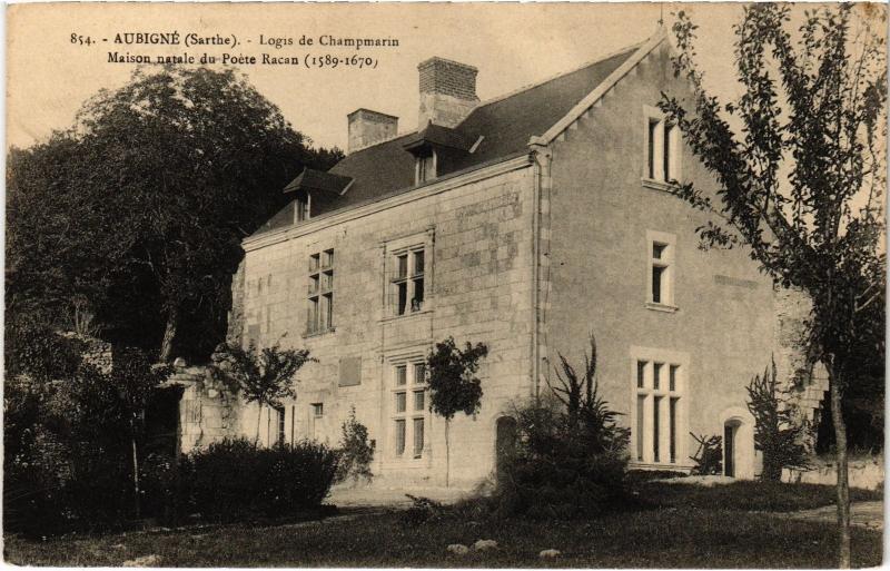 Carte postale ancienne Aubigne Logis de Champmarin Racan