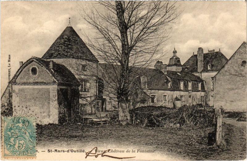 Carte postale ancienne St Mars d'Outille chateau de la Fontaine