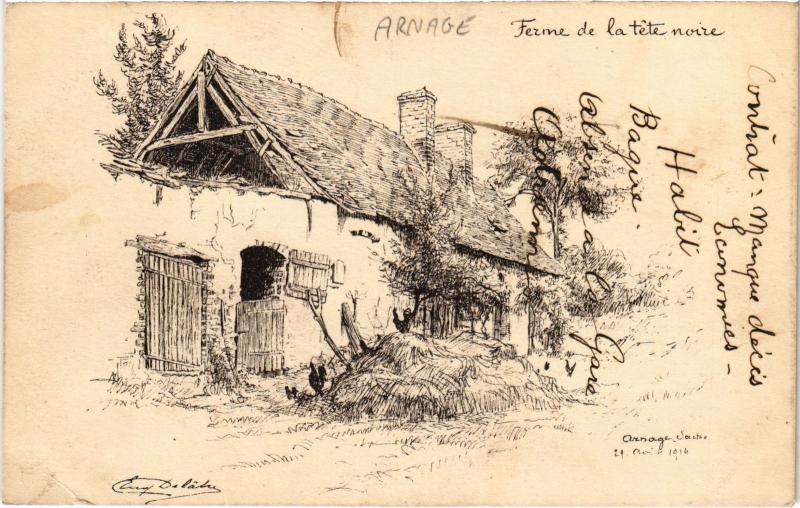 Carte postale ancienne Arnage ferme de la tete noire à Arnage