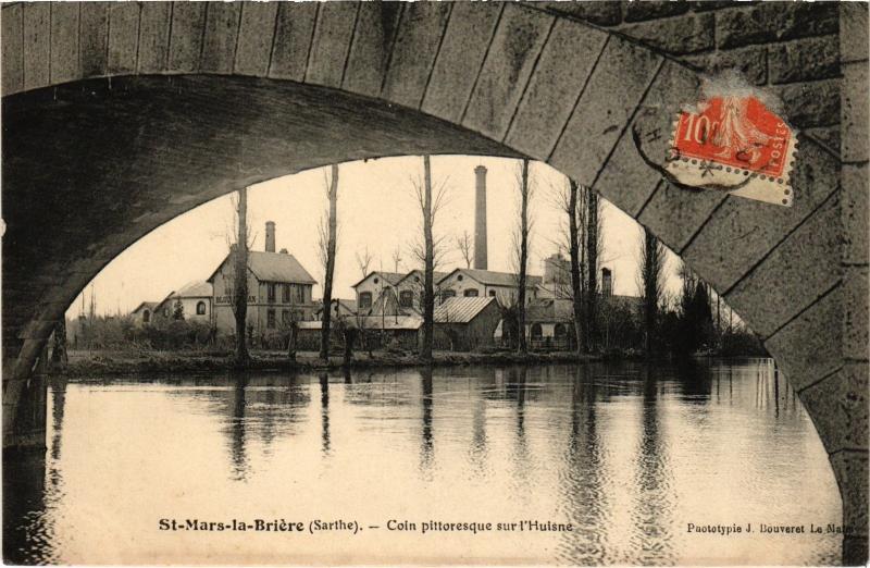 Carte postale ancienne St Mars la Briere coin pittoresque sur l'Huisne