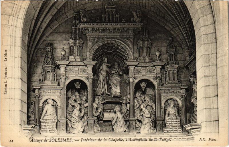 Carte postale ancienne Abbaye de Solesmes interieur de la Chapelle à Solesmes