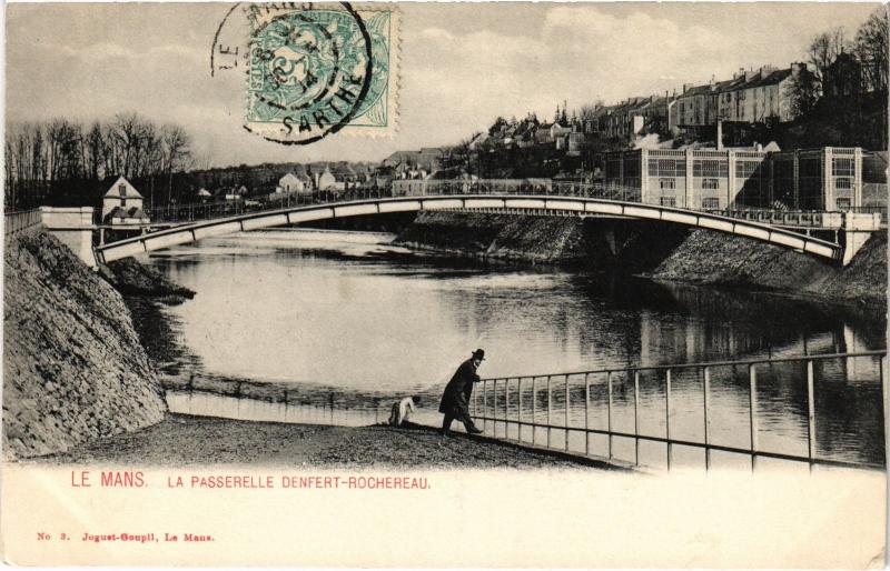 Carte postale ancienne Le Mans la Passerelle Denfert Rochereau au Mans