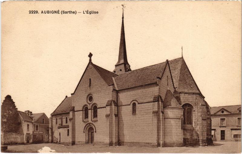 Carte postale ancienne Aubigne eglise