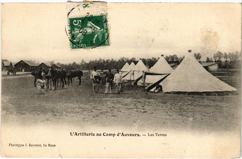 Carte postale ancienne Artillerie au Camp d'Auvours les tentes