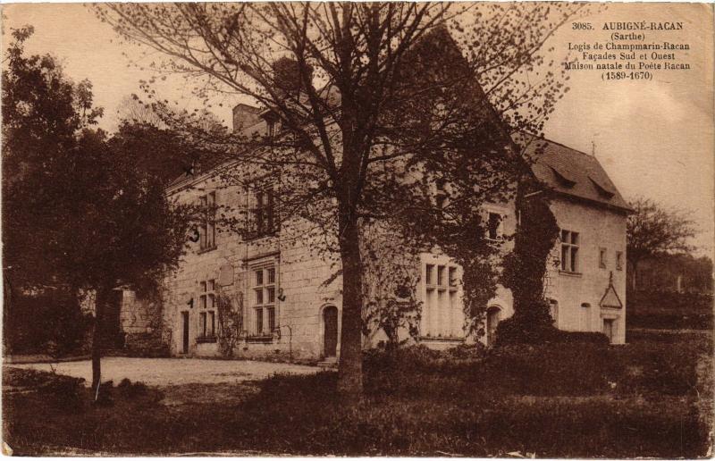Carte postale ancienne Aubigne Logis de Champmarin Racan