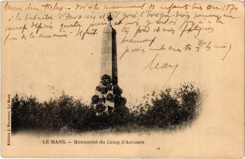 Carte postale ancienne Le Mans Monument du Camp d'Auvours au Mans