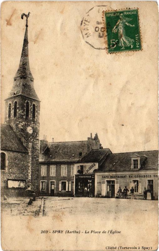 Carte postale ancienne Spay Place de l'Eglise