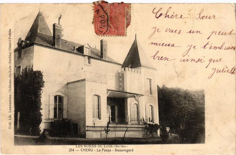 Carte postale ancienne Chenu Chateau de la Fosse Beauregard à Chenu