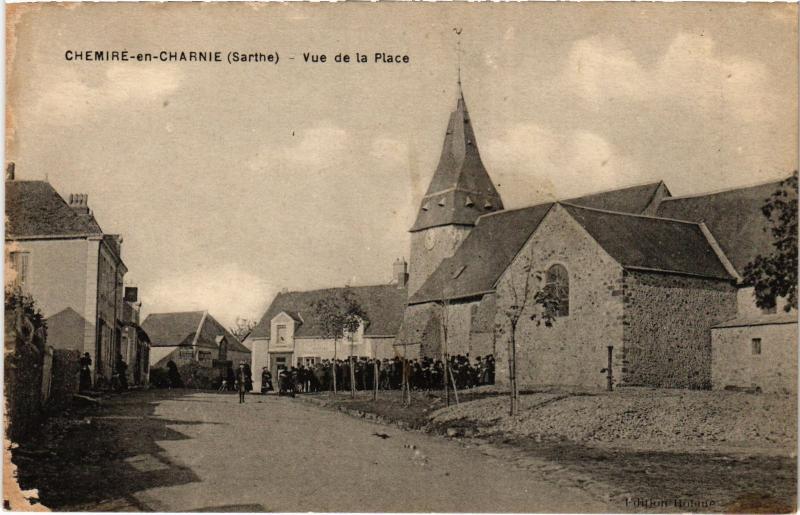 Carte postale ancienne Chemire en Charnie vue de la Place
