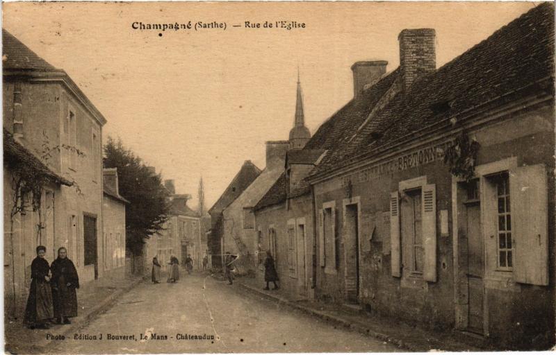 Carte postale ancienne Champagne Rue de l'eglise
