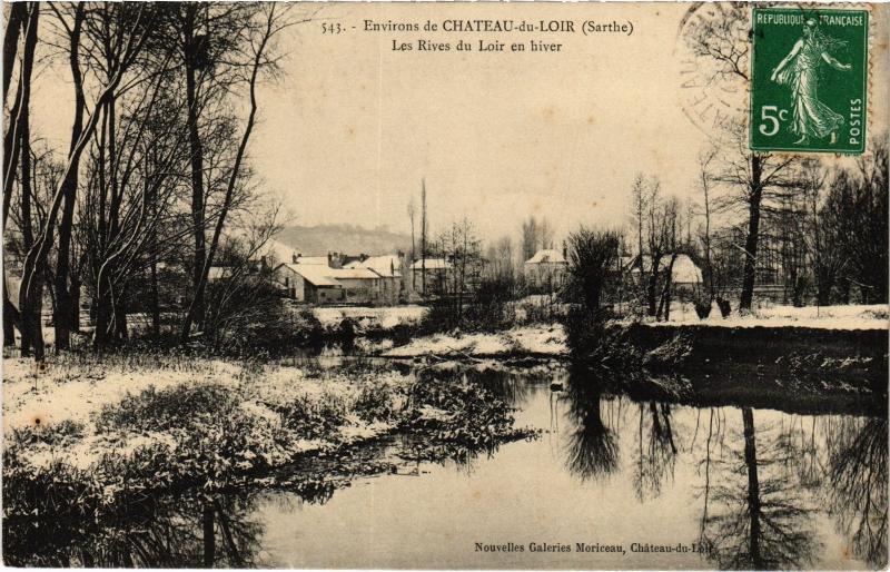 Carte postale ancienne Les Rives du Loir en hiver