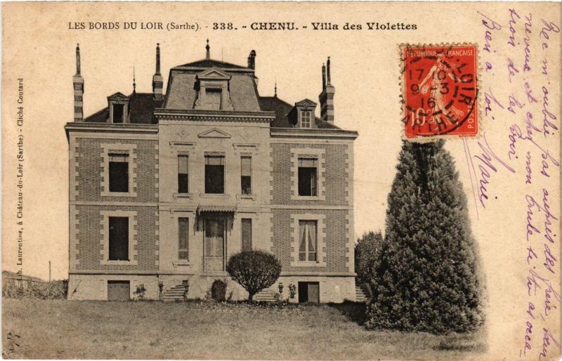 Carte postale ancienne Chenu Villa des Violettes à Chenu