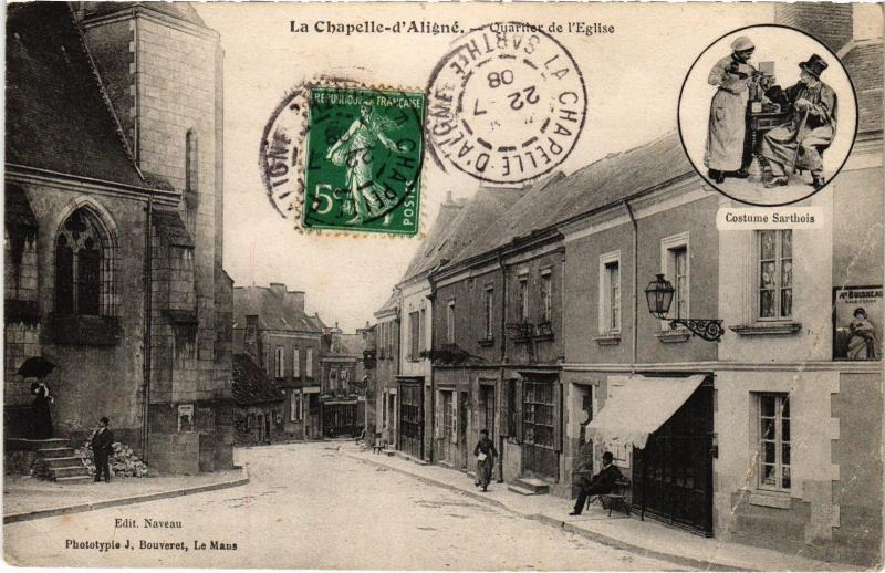 Carte postale ancienne La Chapelle d'Aligne Quartier de l'eglise