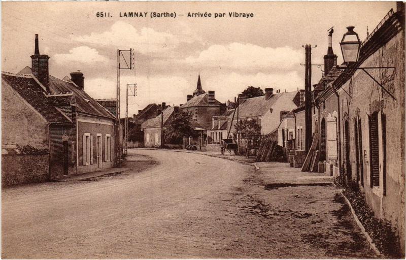 Carte postale ancienne Lamnay Arrivee par Vibraye à Lamnay