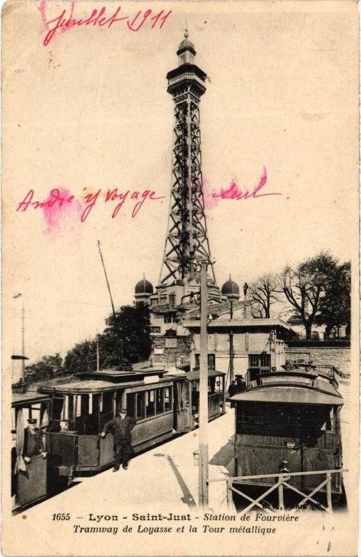 Carte postale ancienne Lyon - Saint-Just - Station de Fourviere à Lyon