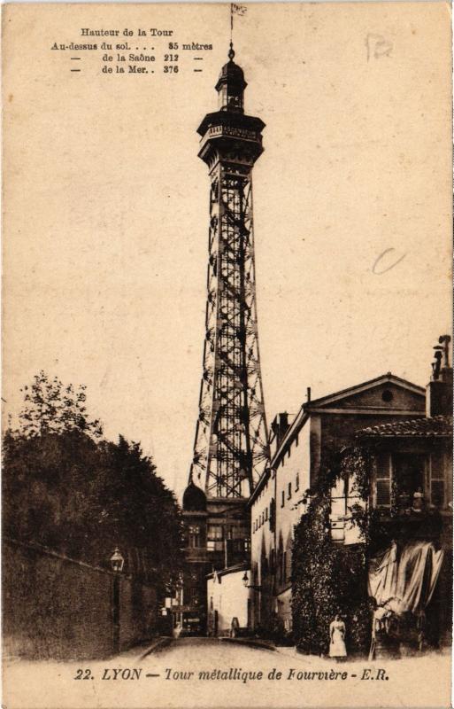 Carte postale ancienne Lyon - Tour metallique de Fourviere à Lyon