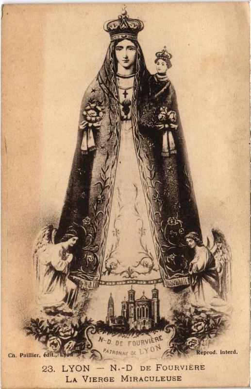 Carte postale ancienne Lyon - N.-D. de Fourviere - La Vierge Miraculeuse à Lyon
