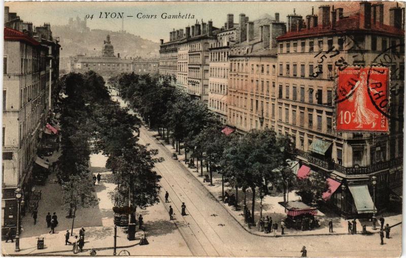 Carte postale ancienne Lyon - Cours Gambetta à Lyon