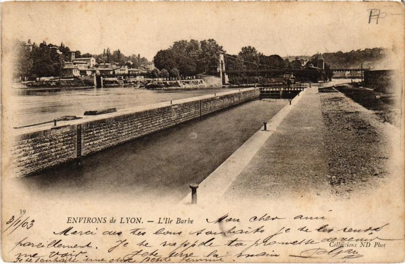 Carte postale ancienne Env. de Lyon - L'Ile Barbe