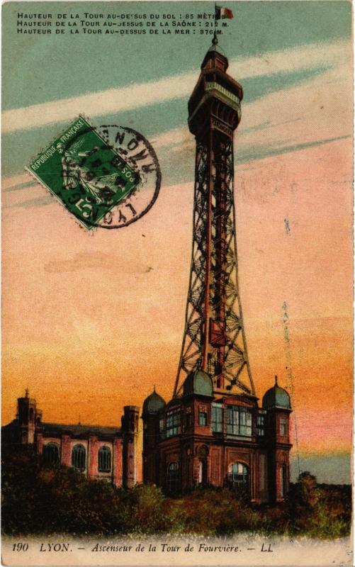 Carte postale ancienne Hauteur de la Tour au dessus du Sol