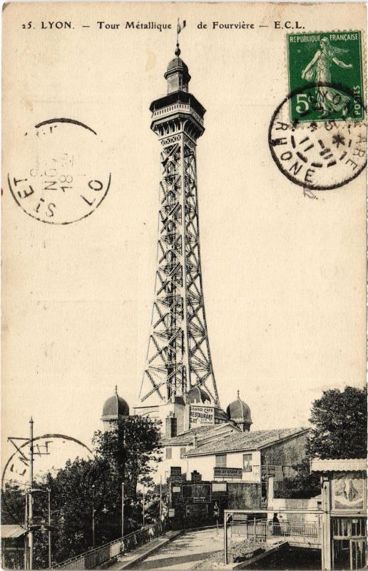 Carte postale ancienne Lyon - Tour Metallique de Fourviere à Lyon