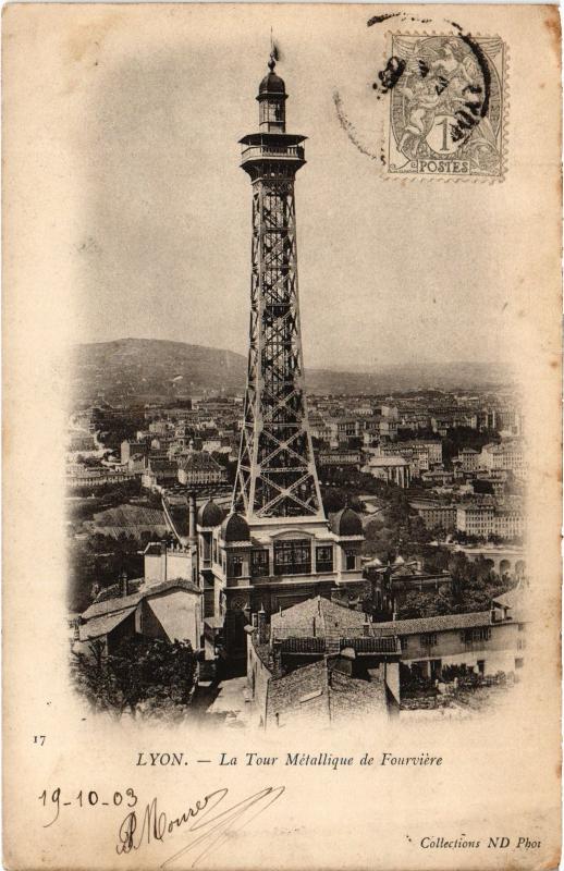 Carte postale ancienne Lyon - La Tour Metallique de Fourviere à Lyon