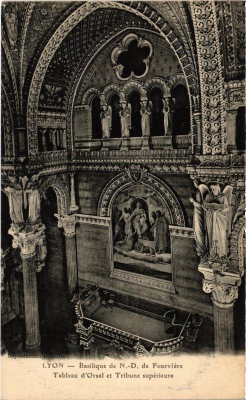 Carte postale ancienne Lyon - Basilique de N -D de Fourviere - Tableau d'Orsel Tribune à Lyon
