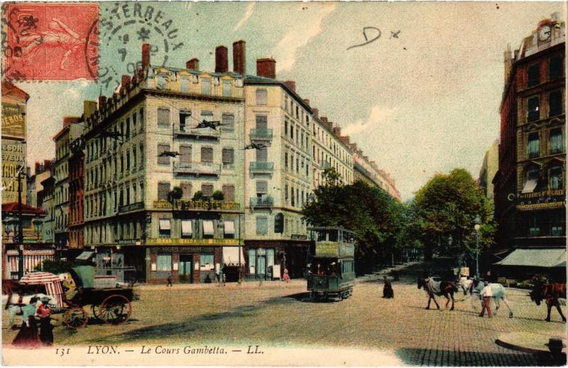 Carte postale ancienne Lyon - Le Cours Gambetta à Lyon
