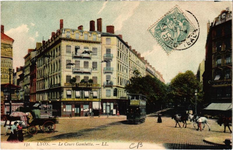 Carte postale ancienne Lyon - Le Cours Gambetta à Lyon