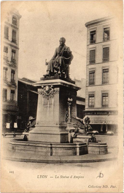 Carte postale ancienne Lyon - La Statue d'Ampere à Lyon