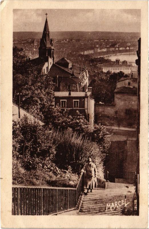 Carte postale ancienne Jolis coins de Lyon - Le montée du Mont-Sauvage