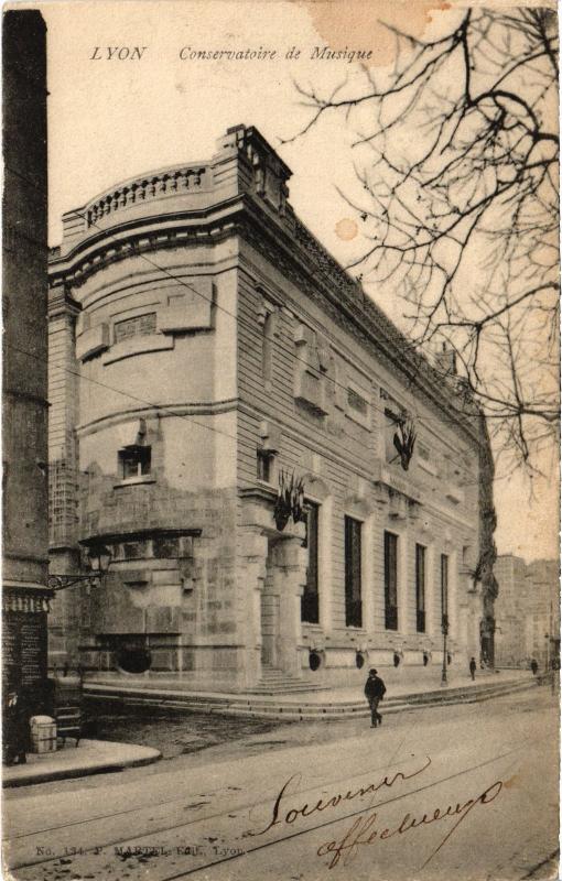 Carte postale ancienne Lyon - Conservatoire de Musique à Lyon