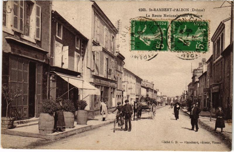Carte postale ancienne Saint-Rambert d'Albon - La Route Nationale à Saint-Rambert-d'Albon