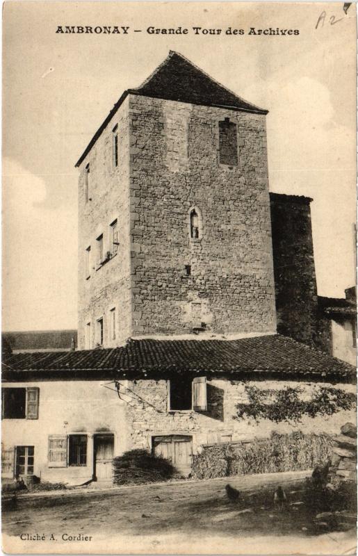 Carte postale ancienne Ambronay Grande Tour des Archives à Ambronay
