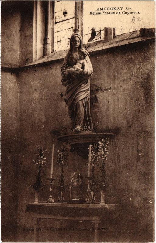 Carte postale ancienne Ambronay Eglise Statue de Coysevox à Ambronay