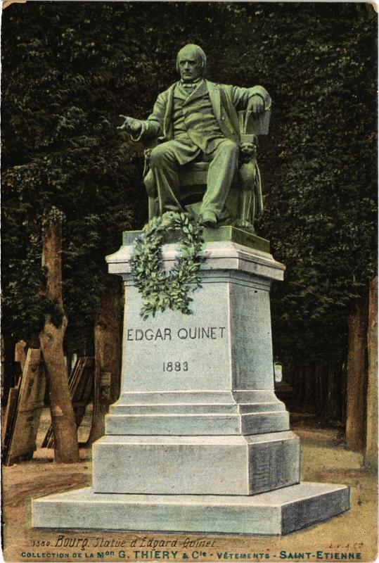 Carte postale ancienne Bourg Statue d'Edgar Quinet