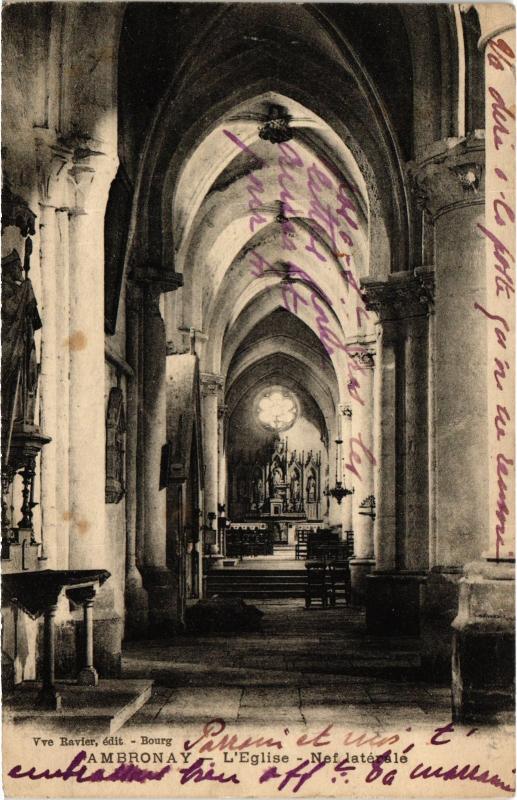 Carte postale ancienne Ambronay L' Eglise Nef latérale à Ambronay