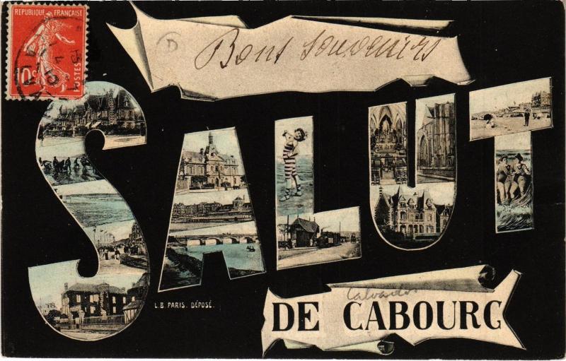 Carte postale ancienne Cabourg - Salut de Cabourg - Scenes à Cabourg