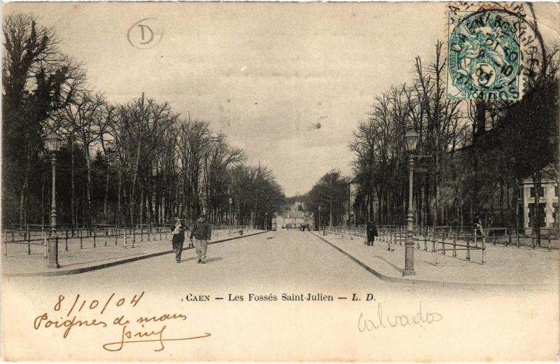 Carte postale ancienne Caen - Les Fossés Saint-Julien à Caen