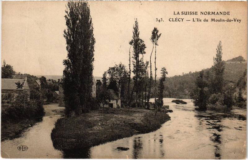 Carte postale ancienne Clecy - L'Ile du Moulin-du-Vey à Clécy