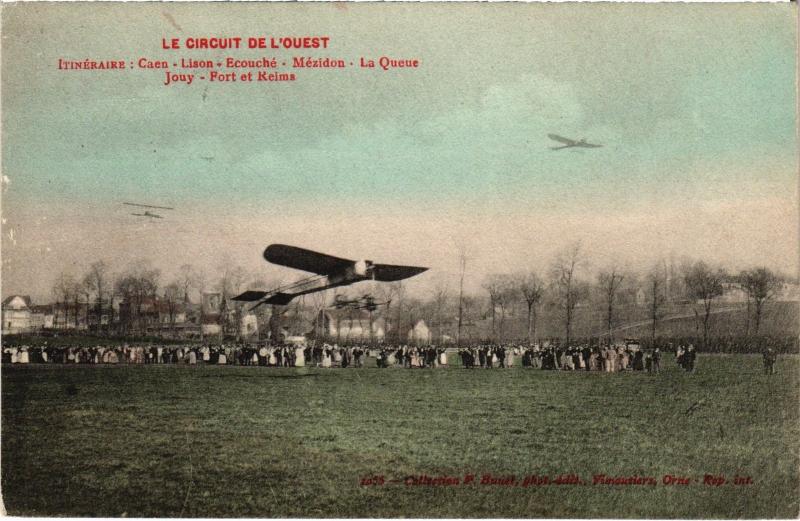 Carte postale ancienne Caen - Le Circuit de L'OueSt - Aviation à Caen