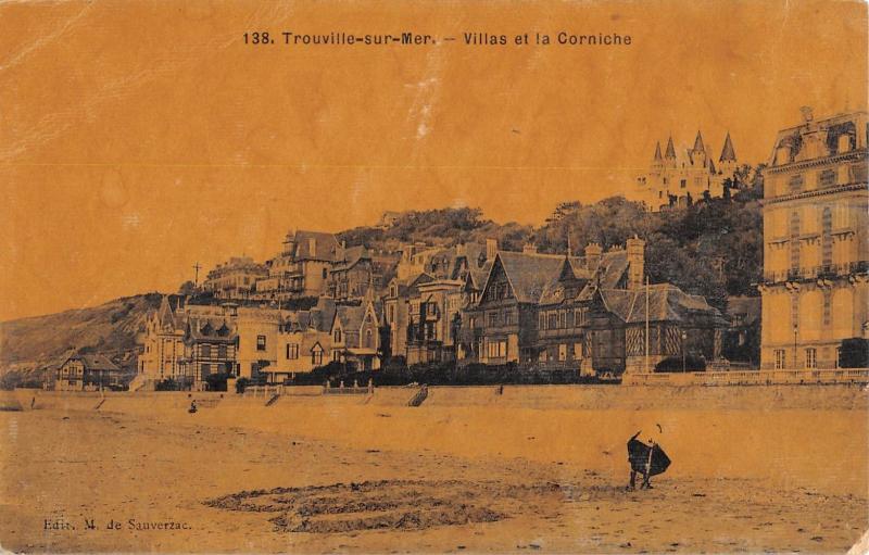 Carte postale ancienne Trouville Sur Mer - Villas Et La Corniche - Cpa Toilee à Trouville-sur-Mer