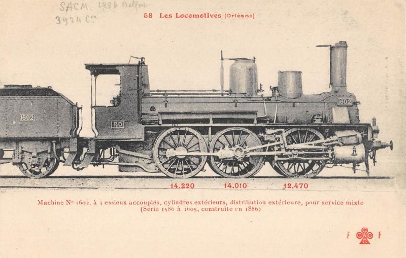 Carte postale ancienne Train - Les Locomotives (Orleans) - Machine N°1602