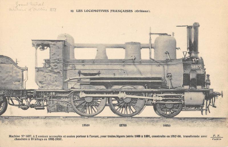 Carte postale ancienne Train - Les Locomotives (Orleans) - Machine N°1487