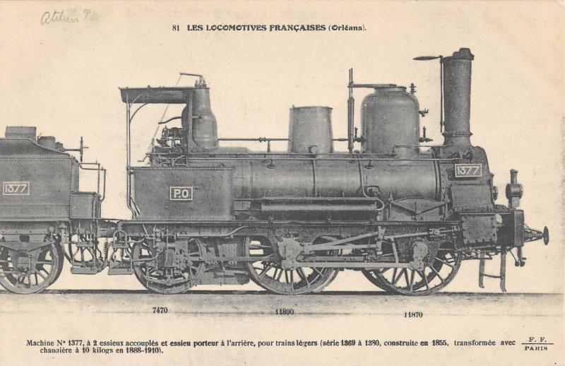 Carte postale ancienne Train - Les Locomotives (Orleans) - Machine N°1377